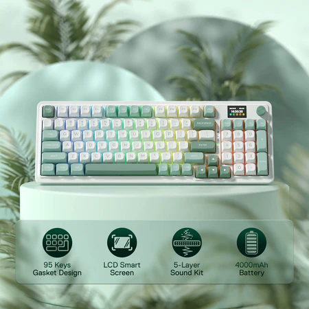 RedragonGALATINPROK71995KeysGasketRGBGamingKeyboard_3_450x450 Redragon Galatin Pro White/Grey 96% Gasket Mounted Tri-Mode Wireless Mechanical Keyboard LCD Screen - Redragon GALATIN PRO RD K719WG-RGB-PRO