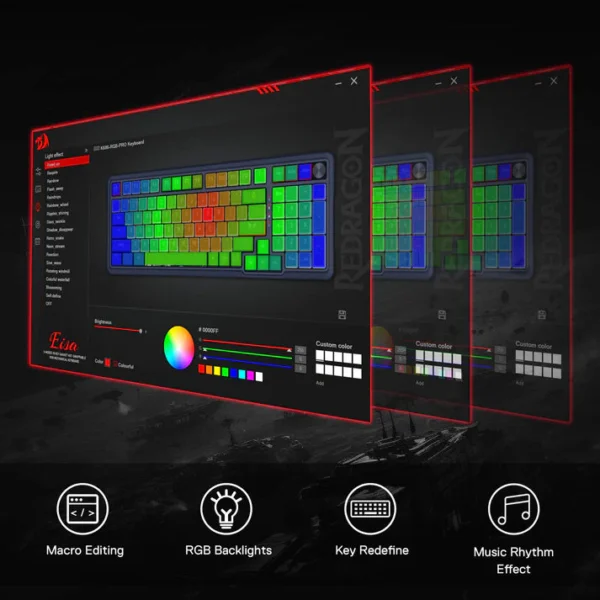Redragon Eisa Pro 96% Side Print Tri-Mode Wireless Mechanical Keyboard Gasket Mount RGB - Redragon EISA PRO RD K686SP-RGB-PRO