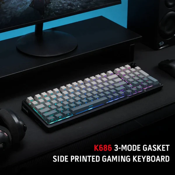 Redragon Eisa Pro 96% Side Print Tri-Mode Wireless Mechanical Keyboard Gasket Mount RGB - Redragon EISA PRO RD K686SP-RGB-PRO