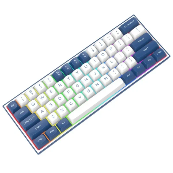 Redragon Alcor White Blue 60% Tri-Mode Mechanical Keyboard QMK/VIA Gasket Mount - Redragon ALCOR RD K717 WHITE BLUE