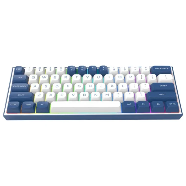 Redragon Alcor White Blue 60% Tri-Mode Mechanical Keyboard QMK/VIA Gasket Mount - Redragon ALCOR RD K717 WHITE BLUE