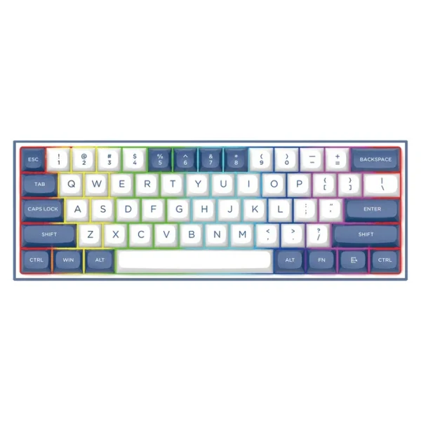 Redragon Alcor White Blue 60% Tri-Mode Mechanical Keyboard QMK/VIA Gasket Mount - Redragon ALCOR RD K717 WHITE BLUE