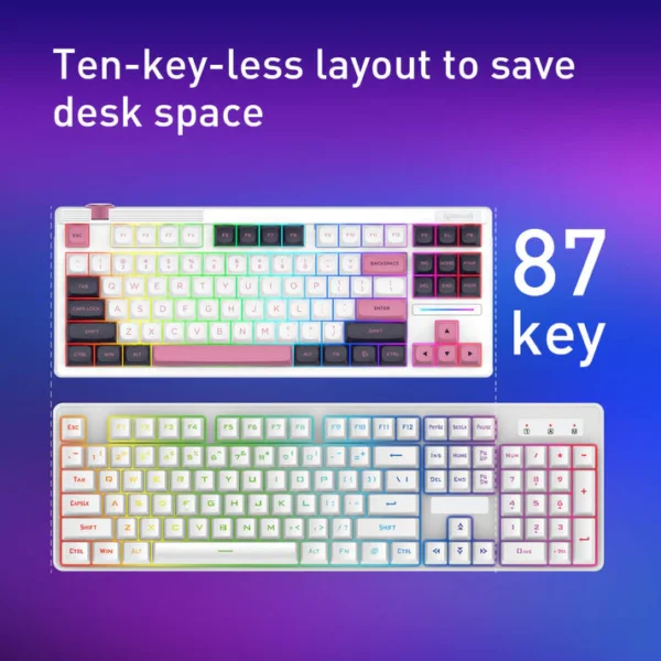 Redragon Otiim TKL Gasket Mounted Mechanical Keyboard Silver Switch 87 Key RGB - Redragon OTIIM RD K729WBP-RGB