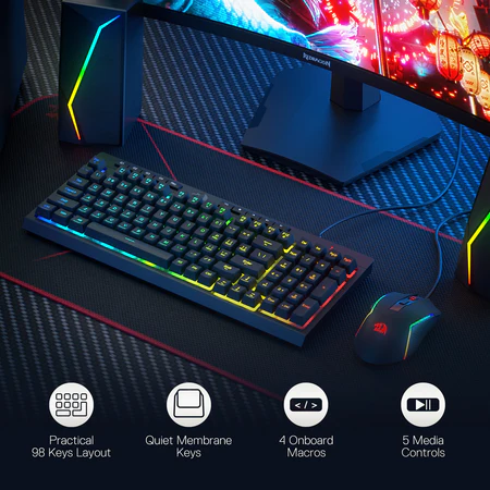 Redragon Rylo 2-in-1 Gaming Combo 10000 DPI RGB Membrane Keyboard and Mouse - Redragon RYLO 2IN1 COMBO RD S141