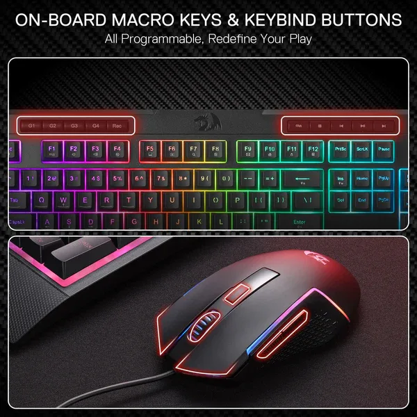 RedragonS151WiredGamingKeyboard_MouseBlackCombo_5 Redragon S151 Wired Membrane Gaming Keyboard and Mouse Combo Black - 104 Key RGB Keyboard - 10000 DPI Optical Mouse - RD S151