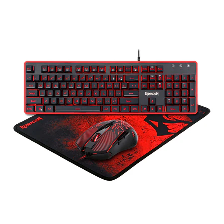 Redragon 3-in-1 Gaming Combo Mechanical Feel Keyboard Mouse Mousepad 3200 DPI RGB - Redragon 3IN1 COMBO RD S107-1