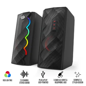 Redragon Cipher 2.0 Channel Stereo Gaming Speakers RGB 6W Power -Redragon CIPHER RD GS522