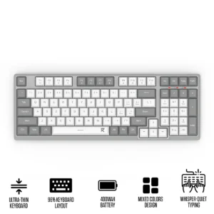 Redragon BK-7114WG Slim Wireless Keyboard Scissor Switch 96% Layout Tri-Mode - Redragon RD BK-7114WG