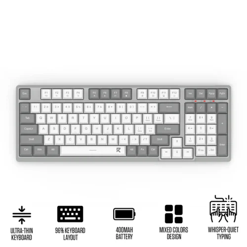 Redragon BK-7114WG Slim Wireless Keyboard Scissor Switch 96% Layout Tri-Mode - Redragon RD BK-7114WG