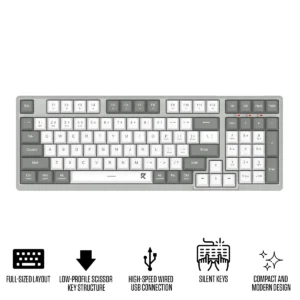 Redragon Scissor Switch Slim Keyboard 96% Layout Tri-Mode Wireless - Redragon RD BK-7113