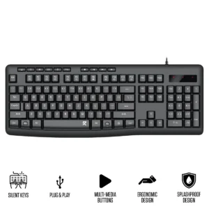 Redragon BK7366 Silent Wired Membrane Keyboard Multimedia Spill Resistant - Redragon RD BK-7366