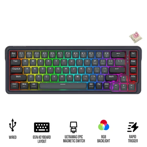Redragon Nova Magnetic 65% Wired Gaming Keyboard Rapid Trigger 8000Hz Polling RGB - Redragon NOVA MAGNETIC RD K709GB-RGB-M