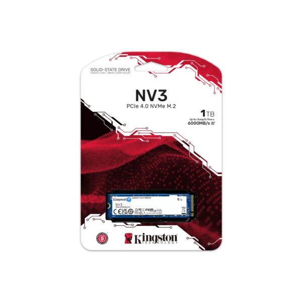 Kingston NV3 PCIe 4.0 NVMe SSD 1TB Up to 6000MB/s Read M.2 2280 - SNV3S/1000G