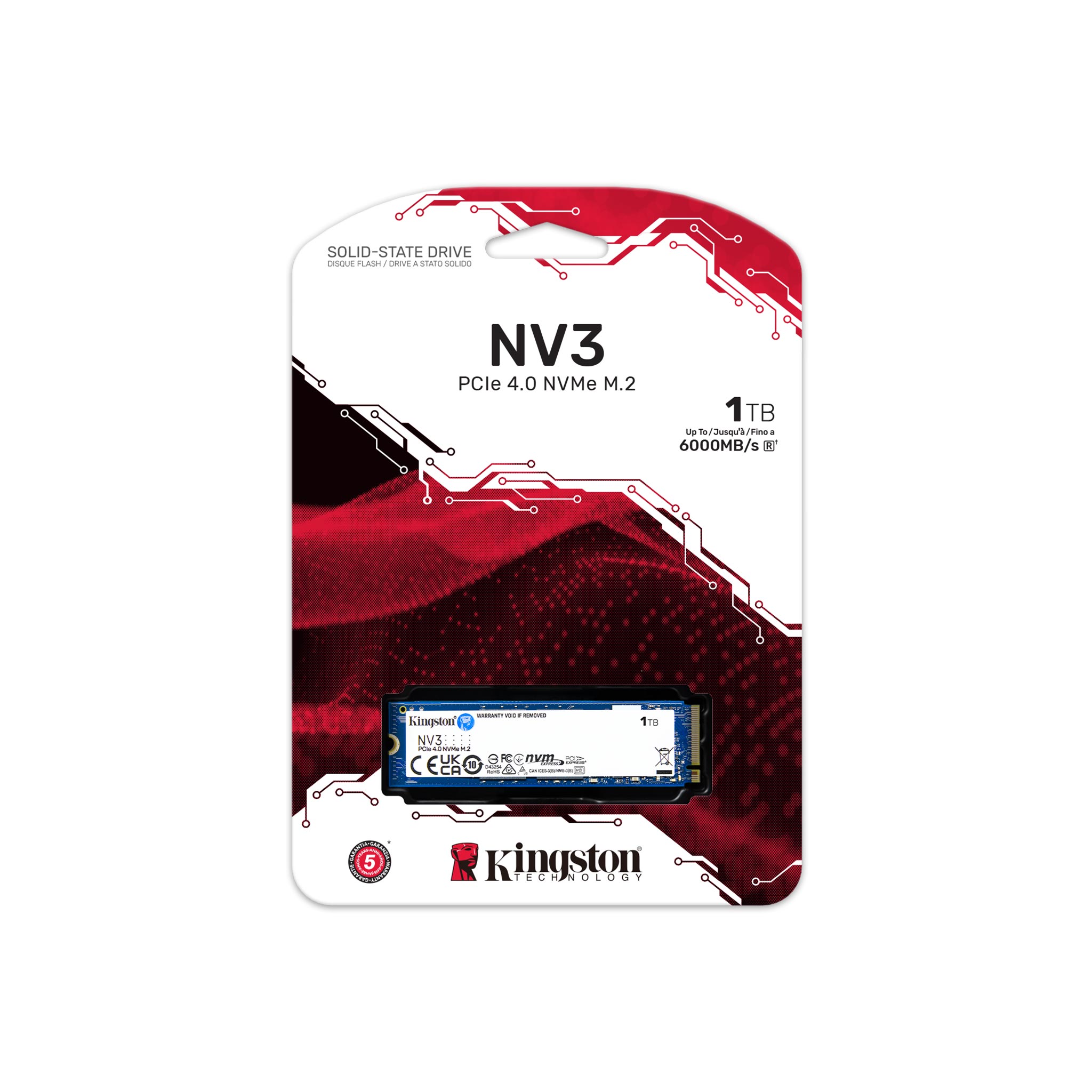 Kingston NV3 PCIe 4.0 NVMe SSD 1TB Up to 6000MB/s Read M.2 2280 - SNV3S/1000G 3 Kingston NV3 PCIe 4.0 NVMe SSD 1TB Up to 6000MB/s Read M.2 2280 - SNV3S/1000G - Image 3