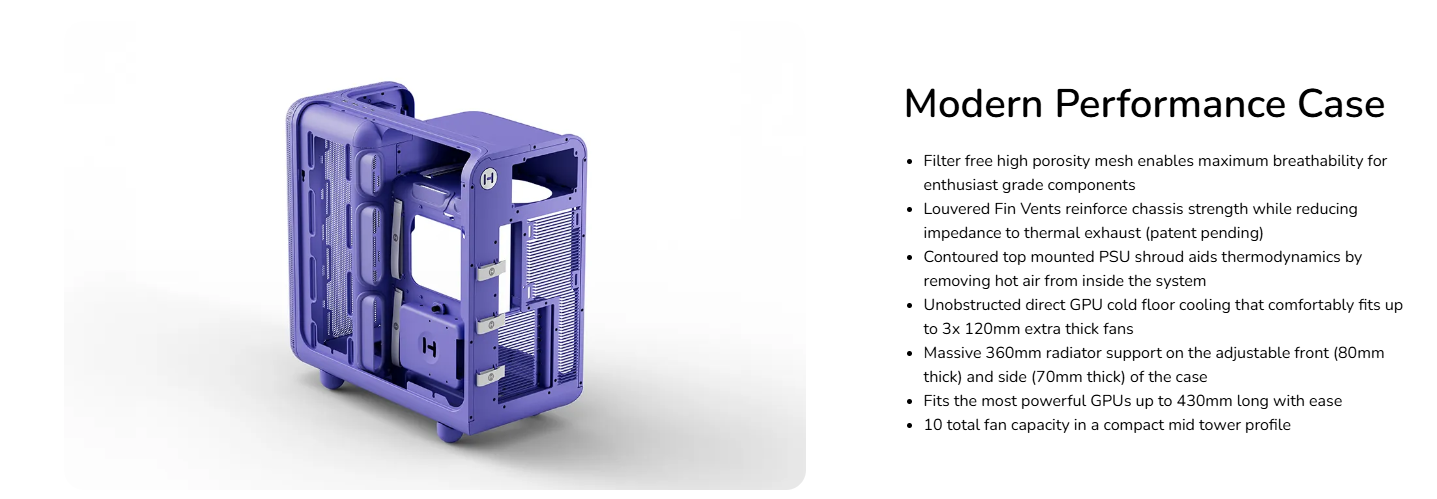 Hyte X50 Glass ATX Mid-Tower Performance Case Laminated Acoustic Glass Cold-Floor Cooling