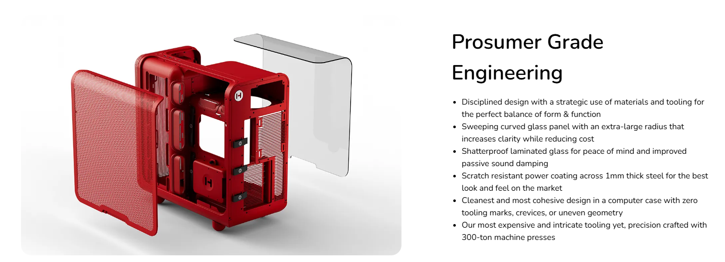 Hyte X50 Glass ATX Mid-Tower Performance Case Laminated Acoustic Glass Cold-Floor Cooling