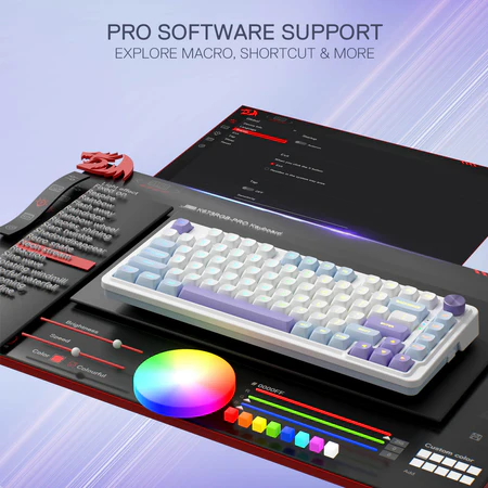 Redragon Ucal Max Black 75% Gasket Mounted Tri-Mode Wireless Mechanical Keyboard Mint Switch RGB - Redragon UCAL MAX RD K673WB-RGB-MAX