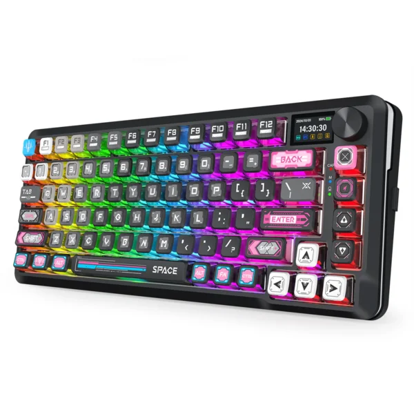 Redragon Fleckact Pro Special Keycaps Tri-Mode Wireless Mechanical Keyboard Gasket Mount LCD Screen - Redragon FLECKACT PRO RD K708MC-RGB-PRO