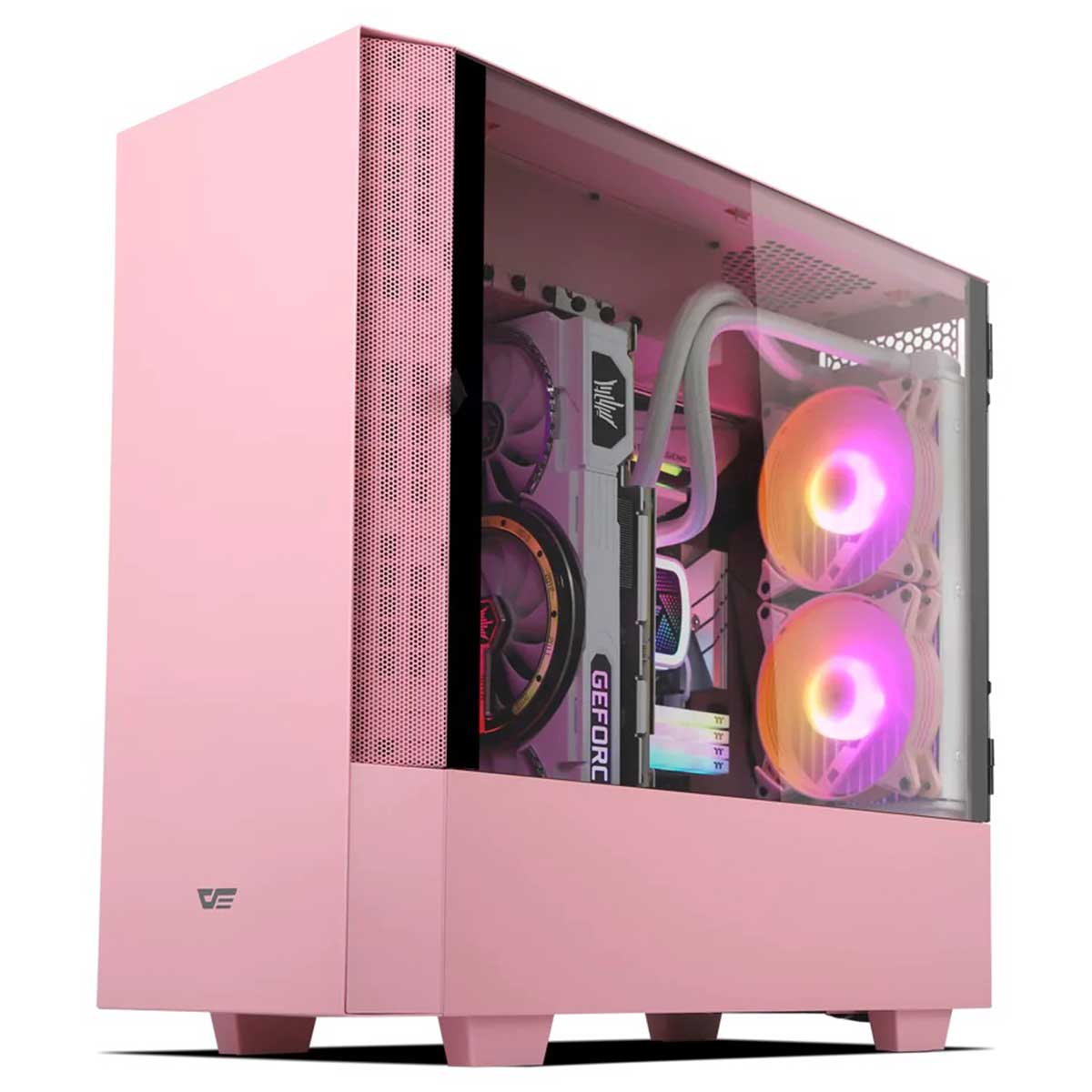 Darkflash DLV22 Pink ATX Mid-Tower Vertical GPU Tempered Glass Gaming Case – Darkflash DLV22 P...