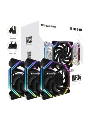 Darkflash Infinity 34 3in1 Black 120mm ARGB Magnetic Fan Kit 2000RPM - Darkflash Infinity 34 3in1 Black