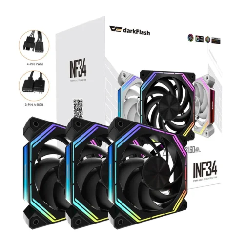 Darkflash Infinity 34 3in1 Black 120mm ARGB Magnetic Fan Kit 2000RPM - Darkflash Infinity 34 3in1 Black