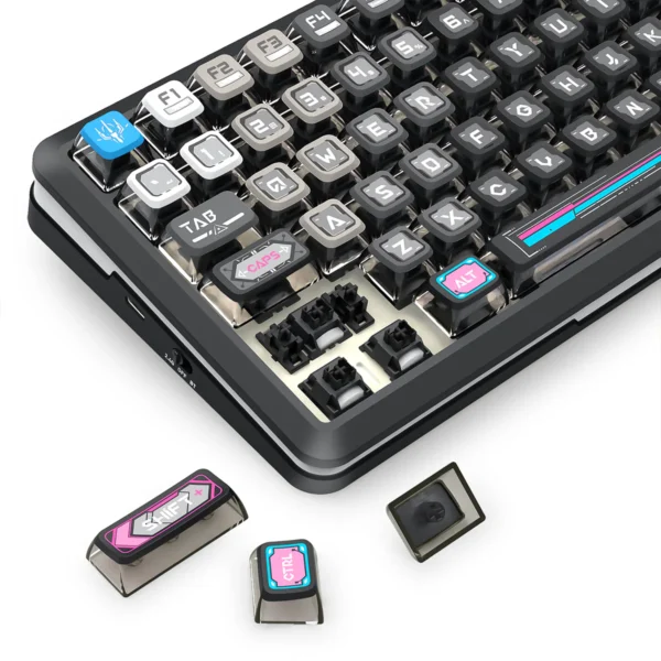 Redragon Fleckact Pro Special Keycaps Tri-Mode Wireless Mechanical Keyboard Gasket Mount LCD Screen - Redragon FLECKACT PRO RD K708MC-RGB-PRO