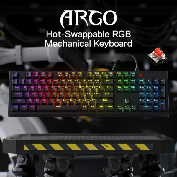 Redragon Argo 104 Key Aluminum Mechanical Gaming Keyboard Red Switch RGB Hot-Swap - Redragon ARGO RGB RD K670-RGB