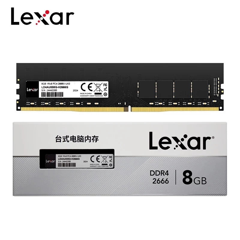 Lexar 8GB DDR4-2666 UDIMM Desktop Memory 288-Pin CL19 – LD4AU008G-B2666GSSC...