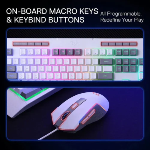 Redragon White 2-in-1 Gaming Combo 10000 DPI RGB Membrane Keyboard and Mouse - Redragon 2IN1 COMBO RD S151W