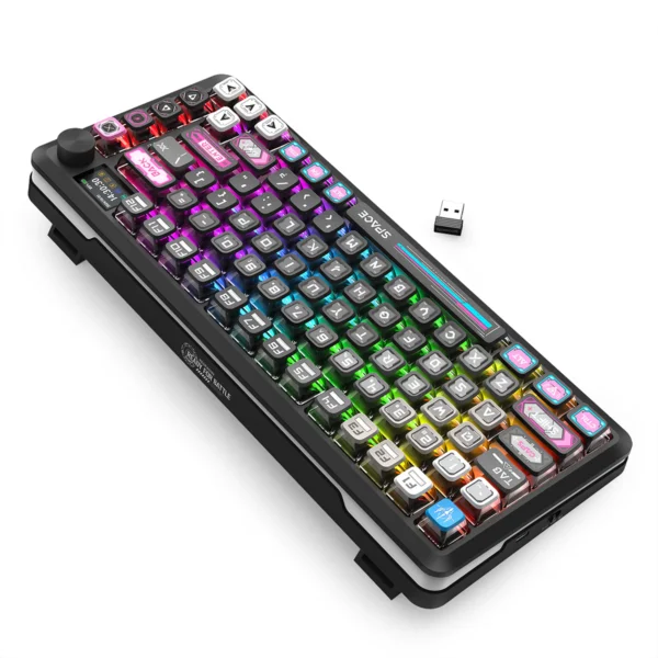 Redragon Fleckact Pro Special Keycaps Tri-Mode Wireless Mechanical Keyboard Gasket Mount LCD Screen - Redragon FLECKACT PRO RD K708MC-RGB-PRO