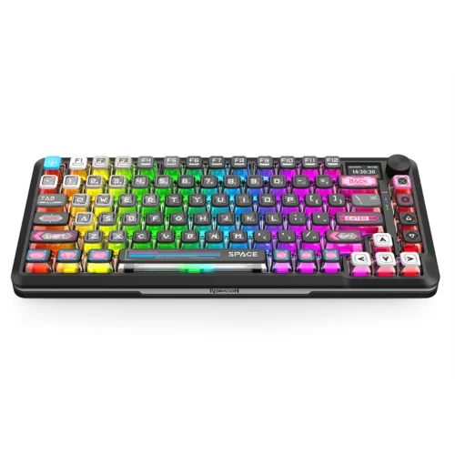 Redragon Fleckact Pro Special Keycaps Tri-Mode Wireless Mechanical Keyboard Gasket Mount LCD Screen - Redragon FLECKACT PRO RD K708MC-RGB-PRO