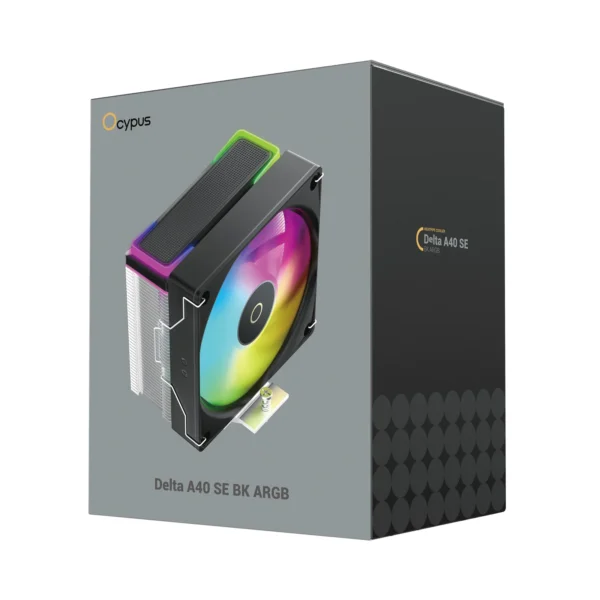 OCYPUS Delta A40 SE BK ARGB Single Fan CPU Air Cooler - 220W TDP - 120mm PWM Fan - DELTA-A40-BK1AAWN00S-GL