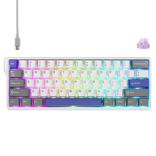 Aula WIN 60 Magnetic Switch Gaming Keyboard 60% Layout Wired 8000Hz RGB White Blue Gray – Aula WIN 60 White Blue Gray