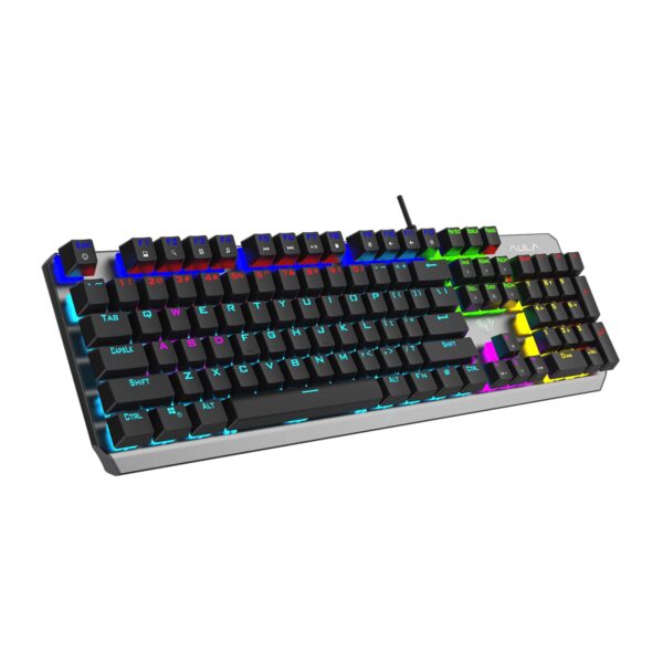 1-23101Q14Q0H8 Aula F2066-II Wired Mechanical Gaming Keyboard Full Size 104 Keys Metal Panel Blue Switch RGB - Aula F2066-II