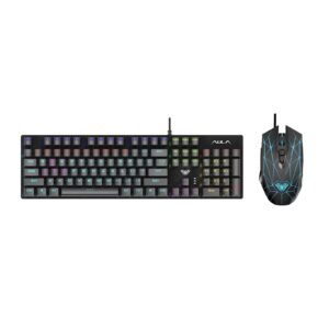 1-23101Q50RR47 Aula Mechanical Gaming Keyboard and Mouse Combo - Blue Switch - 104 Keys - 4800 DPI - Aula T640