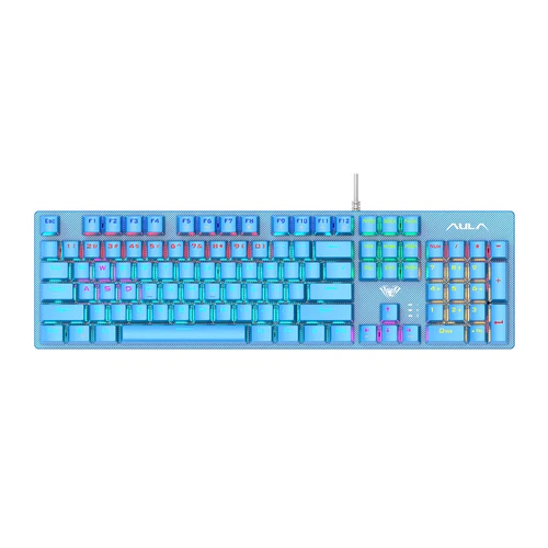 Aula S2022 Wired Mechanical Gaming Keyboard Full Size 104 Keys Blue Switch PBT Keycaps - Aula S2022