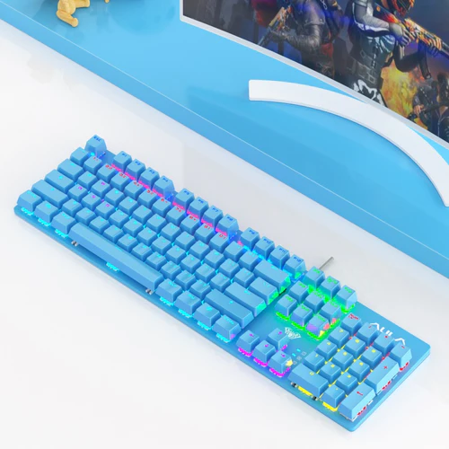 Aula S2022 Wired Mechanical Gaming Keyboard Full Size 104 Keys Blue Switch PBT Keycaps - Aula S2022