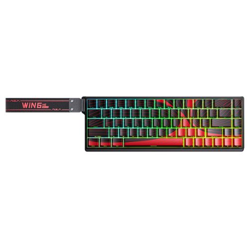 Aula WIN 68 Wired Magnetic Switch Gaming Keyboard 65% Layout 8000Hz Black Red - Aula WIN 68 Black Red