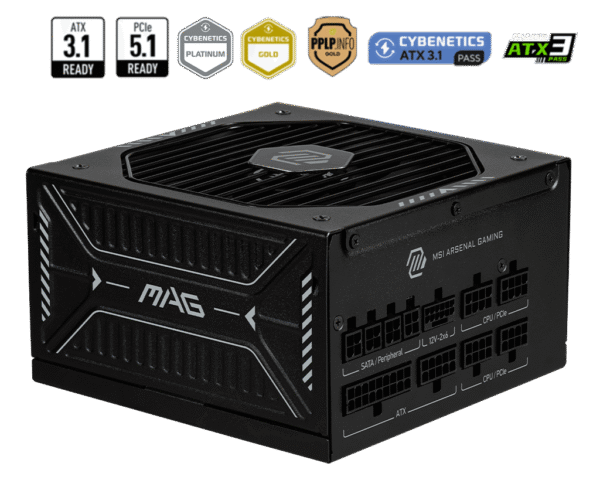 MSI MAG A1000GLS PCIE5 1000W 80 Plus Gold Full Modular Power Supply ATX 3.1 PCIe 5.1 Ready - MAG A1000GLS PCIE5