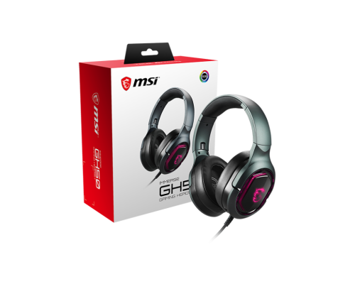 MSI IMMERSE GH50 Wired Gaming Headset 7.1 Virtual Surround Sound RGB Mystic Light Detachable Mic - IMMERSE GH50