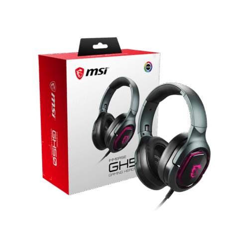 MSI IMMERSE GH50 Wired Gaming Headset 7.1 Virtual Surround Sound RGB Mystic Light Detachable Mic - IMMERSE GH50