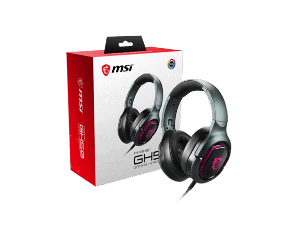 MSI IMMERSE GH50 Wired Gaming Headset 7.1 Virtual Surround Sound RGB Mystic Light Detachable Mic - IMMERSE GH50