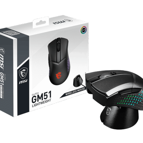 MSI CLUTCH GM51 LIGHTWEIGHT WIRELESS Gaming Mouse 26000 DPI PAW-3395 Sensor Charging Dock - CLUTCH GM51 LIGHTWEIGHT WIRELESS