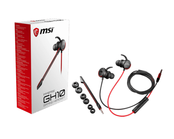 MSI IMMERSE GH10 In-Ear Gaming Headset 13.5mm Dynamic Driver 3.5mm Jack - IMMERSE GH10