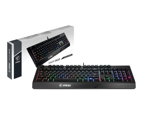 MSI VIGOR GK20 Gaming Keyboard Ergonomic Keycaps Rainbow LED 12-Key Anti-Ghosting - VIGOR GK20
