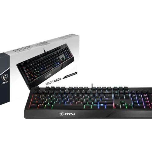 MSI VIGOR GK20 Gaming Keyboard Ergonomic Keycaps Rainbow LED 12-Key Anti-Ghosting - VIGOR GK20