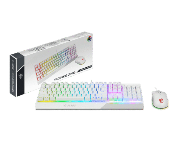 MSI VIGOR GK30 COMBO WHITE RGB Mechanical-Like Keyboard and 5000 DPI Mouse - VIGOR GK30 COMBO WHITE