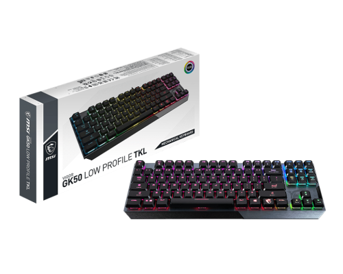 MSI VIGOR GK50 Low Profile TKL Mechanical RGB Gaming Keyboard Kailh White Clicky - VIGOR GK50 LOW PROFILE/TKL