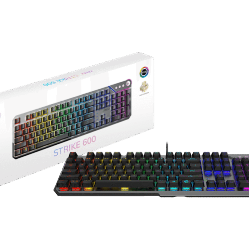 MSI STRIKE 600 Mechanical Silent Gaming Keyboard Kailh Midnight Pro Silent Tactile Switches Aluminum Top - STRIKE 600 SILENT