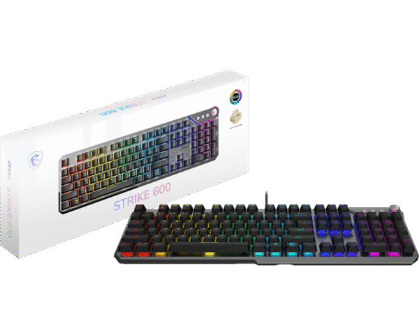 MSI STRIKE 600 Mechanical Silent Gaming Keyboard Kailh Midnight Pro Silent Tactile Switches Aluminum Top - STRIKE 600 SILENT